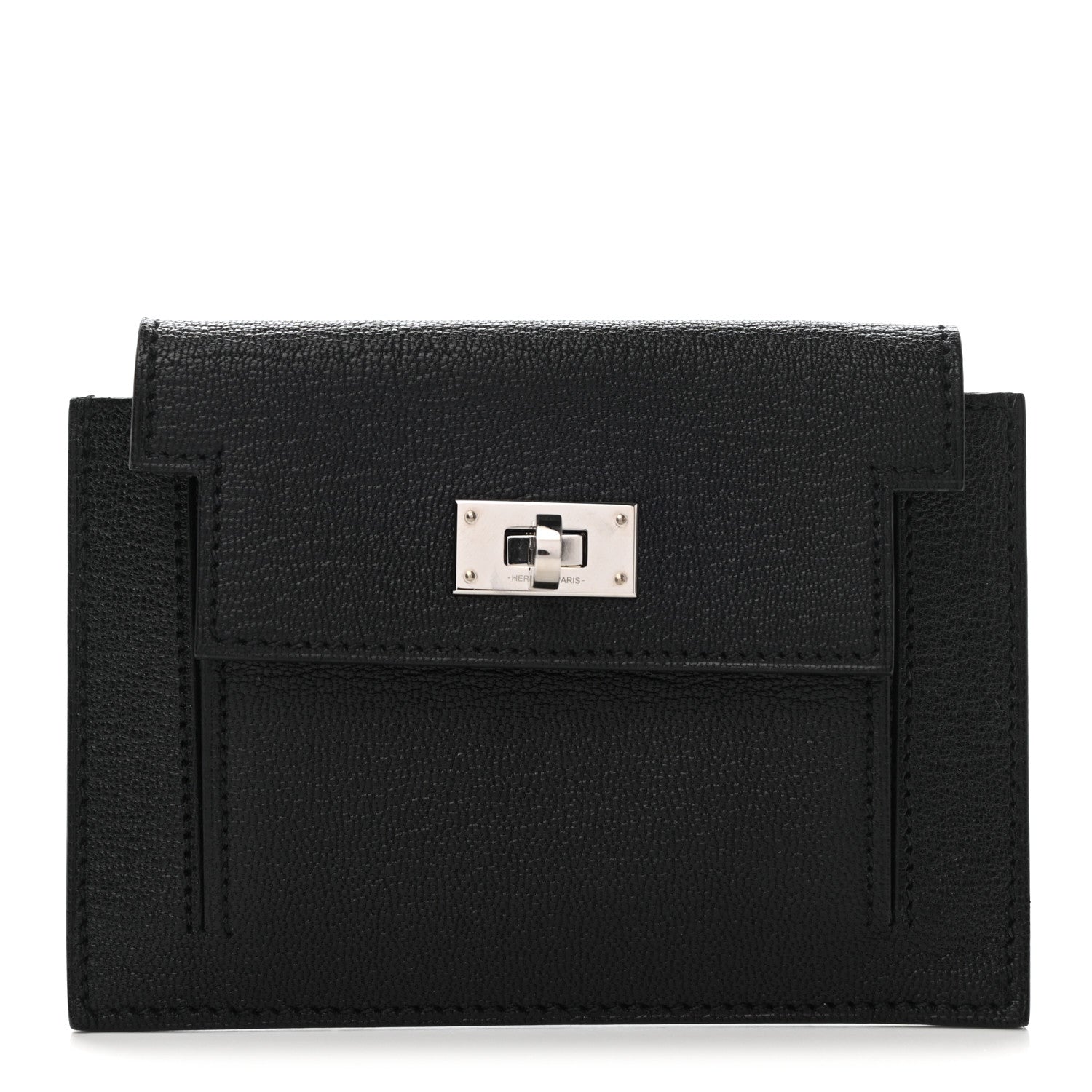 Hermes Chevre Mysore Kelly Pocket Compact Wallet Black 1 of 8