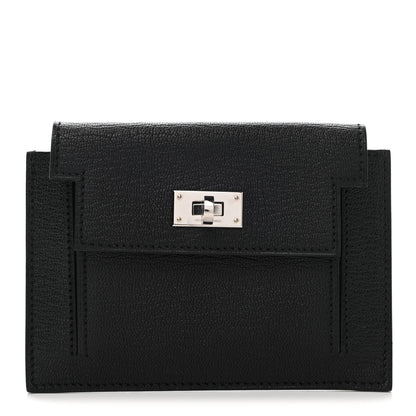 Hermes Chevre Mysore Kelly Pocket Compact Wallet Black 1 of 8
