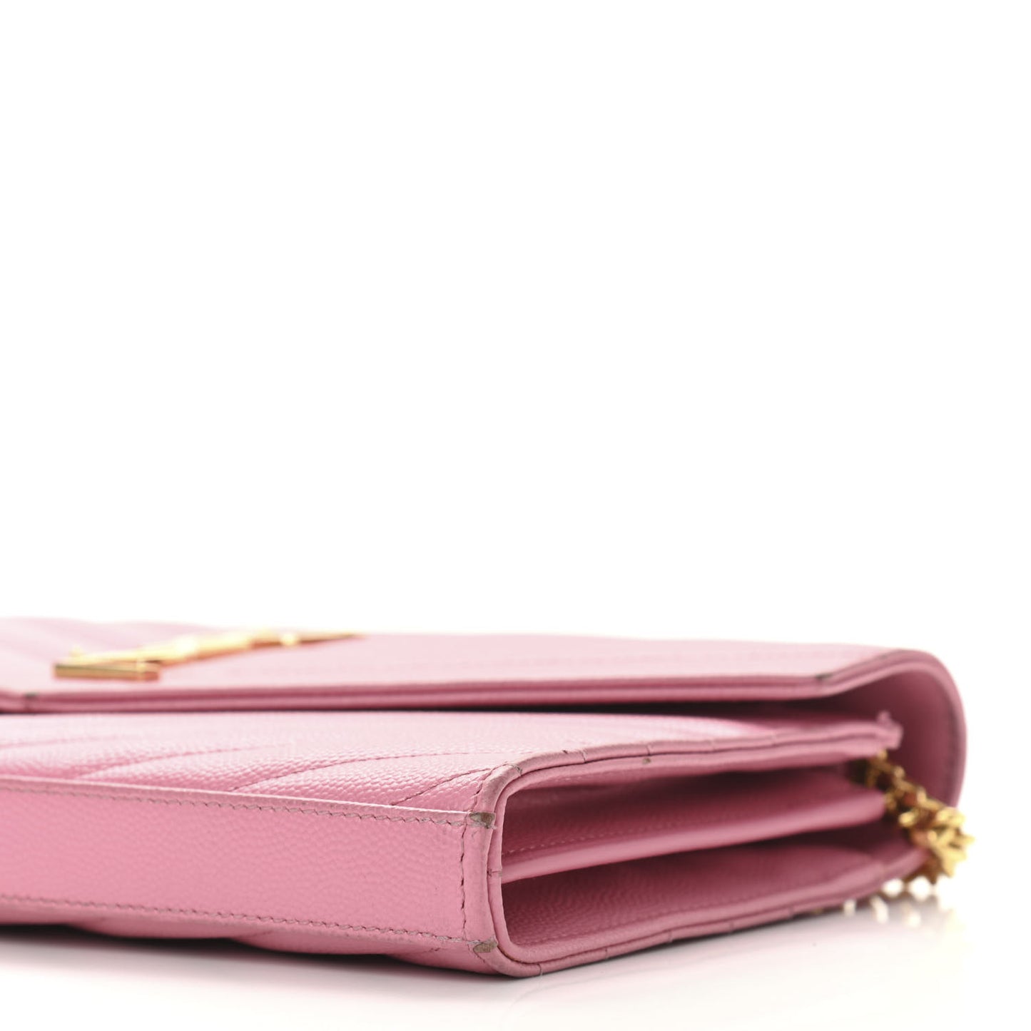 Grain De Poudre Matelasse Chevron Monogram Chain Wallet Indian Pink