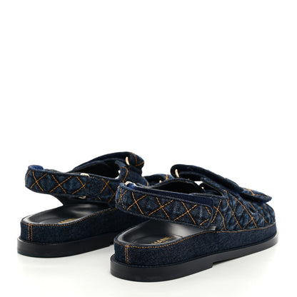 Chanel Denim Velcro Dad Sandals 38 Navy Blue 4 of 9