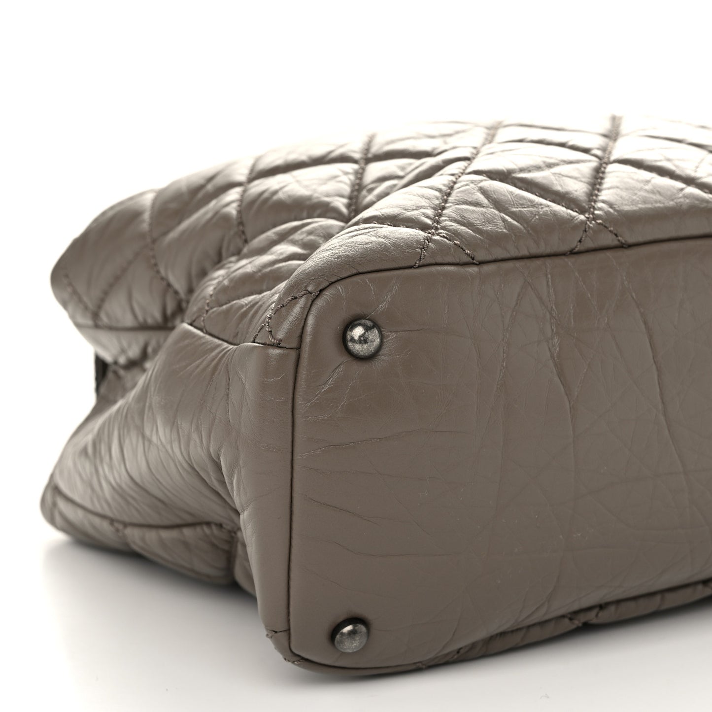 Aged Calfskin Tweed Large Quilted Portobello Tote Grey