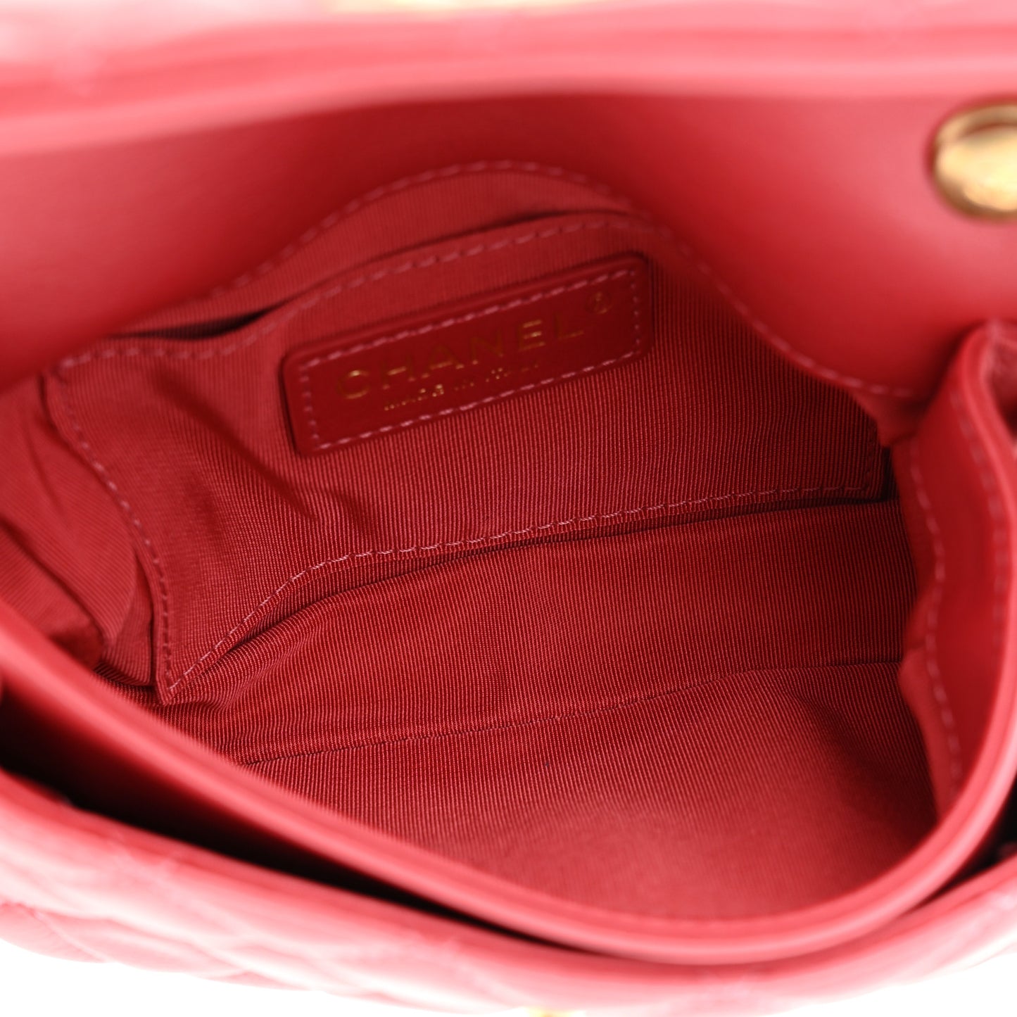 Calfskin Quilted Top Handle Flap Dark Pink
