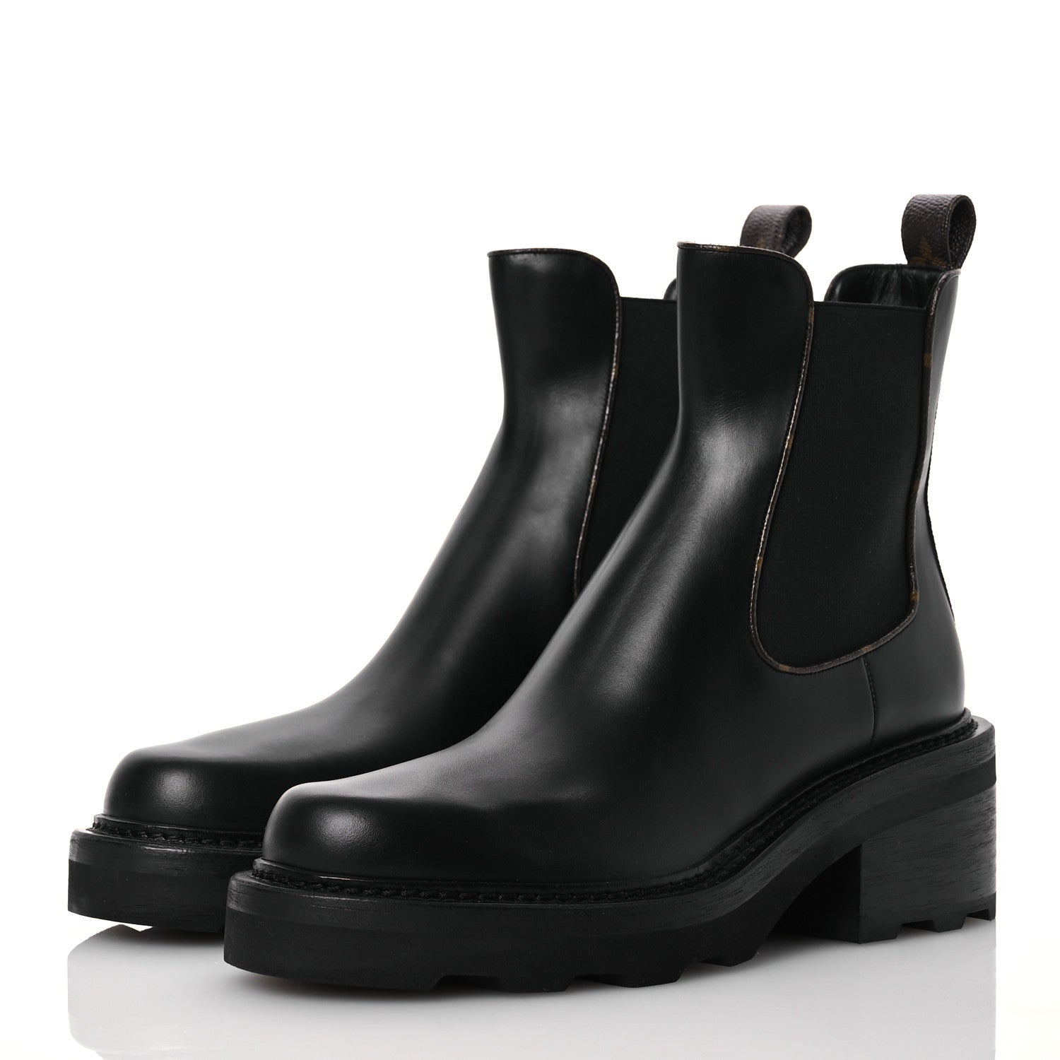 Louis Vuitton Calfskin Monogram Beaubourg Ankle Boots 39.5 Black 3 of 9