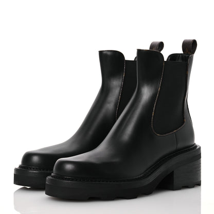 Louis Vuitton Calfskin Monogram Beaubourg Ankle Boots 39.5 Black 3 of 9