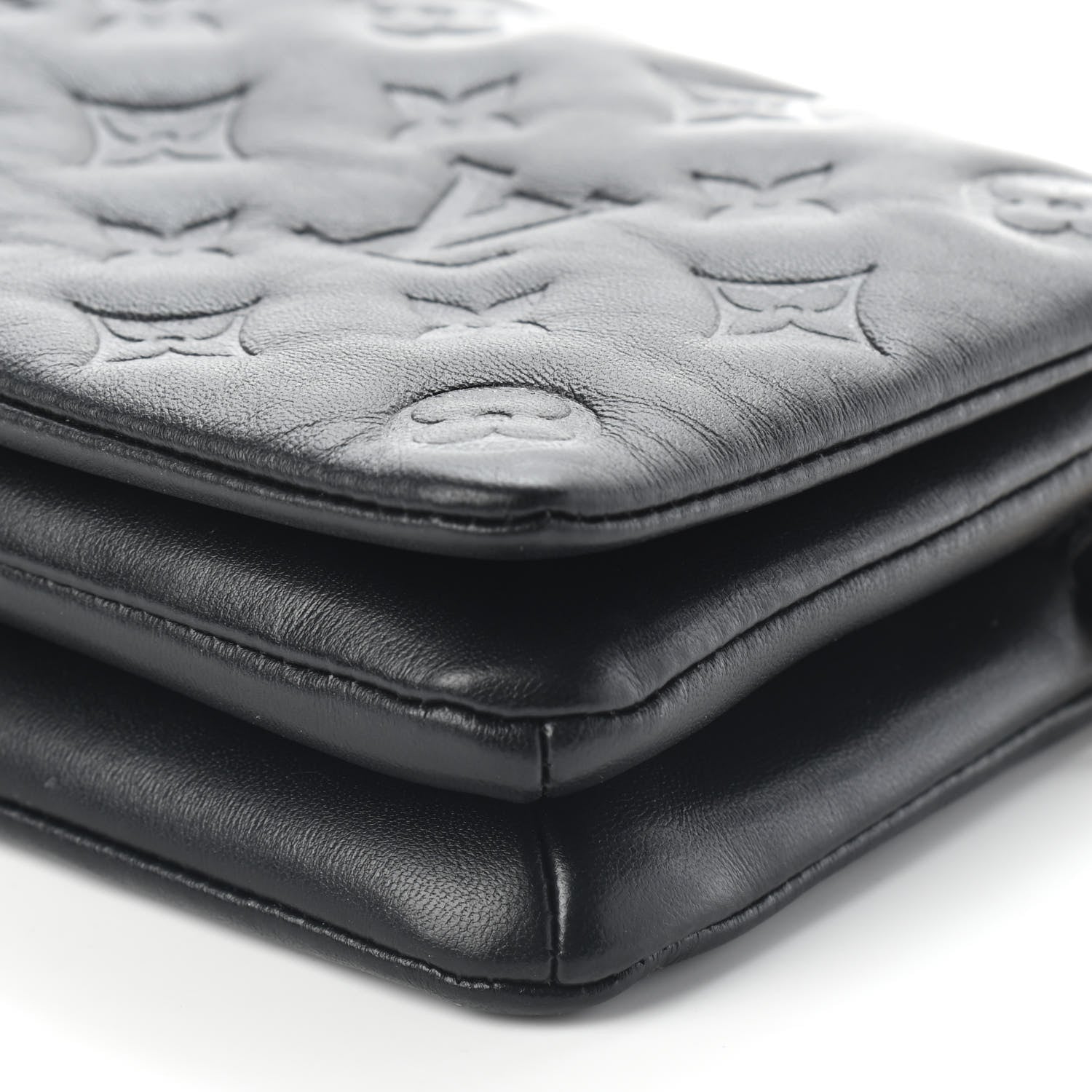 Louis Vuitton Lambskin Embossed Monogram Pochette Coussin Black 8 of 10