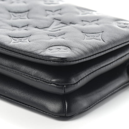 Louis Vuitton Lambskin Embossed Monogram Pochette Coussin Black 8 of 10