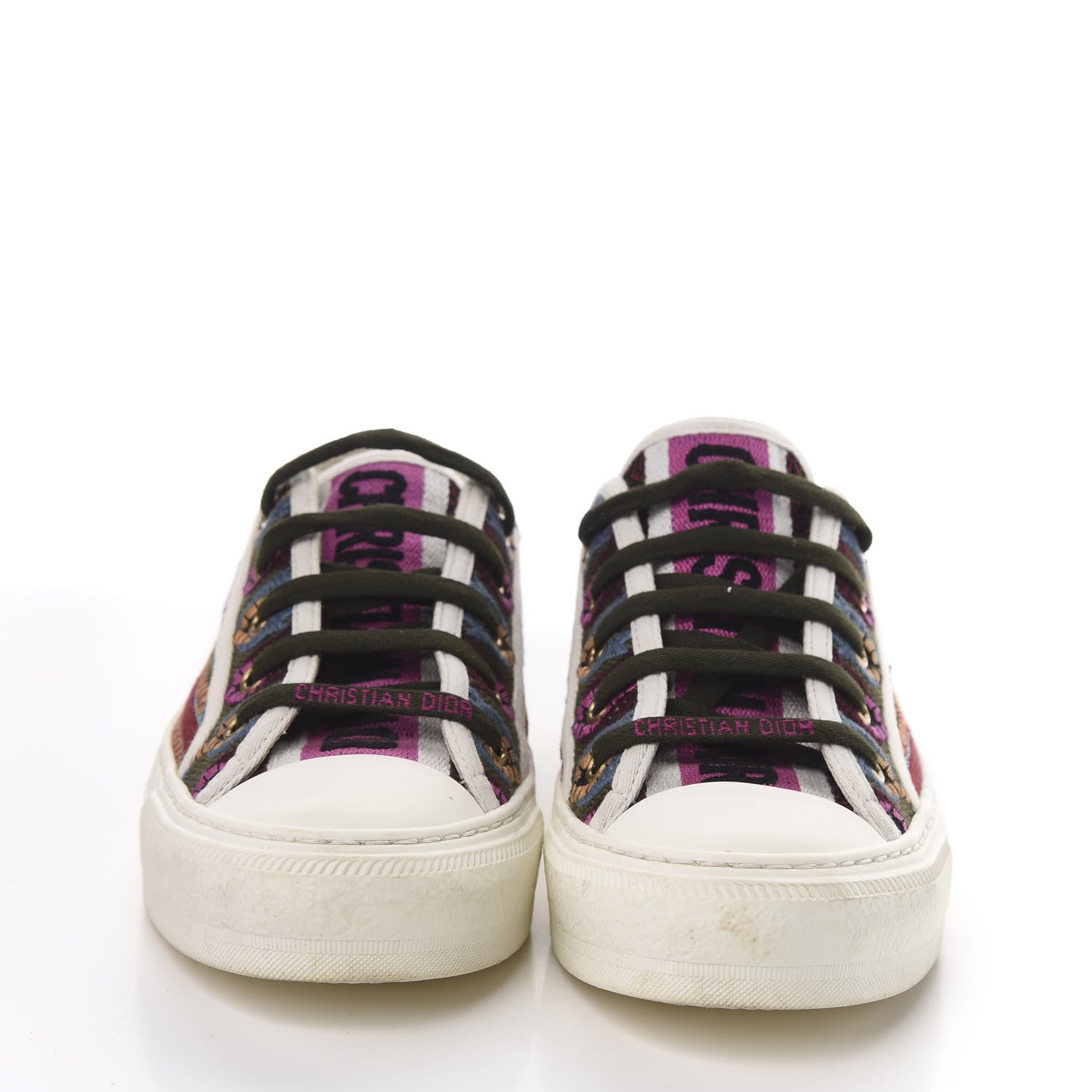 Christian Dior Canvas Ethnic Embroidered Womens Walk'N'Dior Low Top Sneakers 36.5 Fuchsia 2 of 11