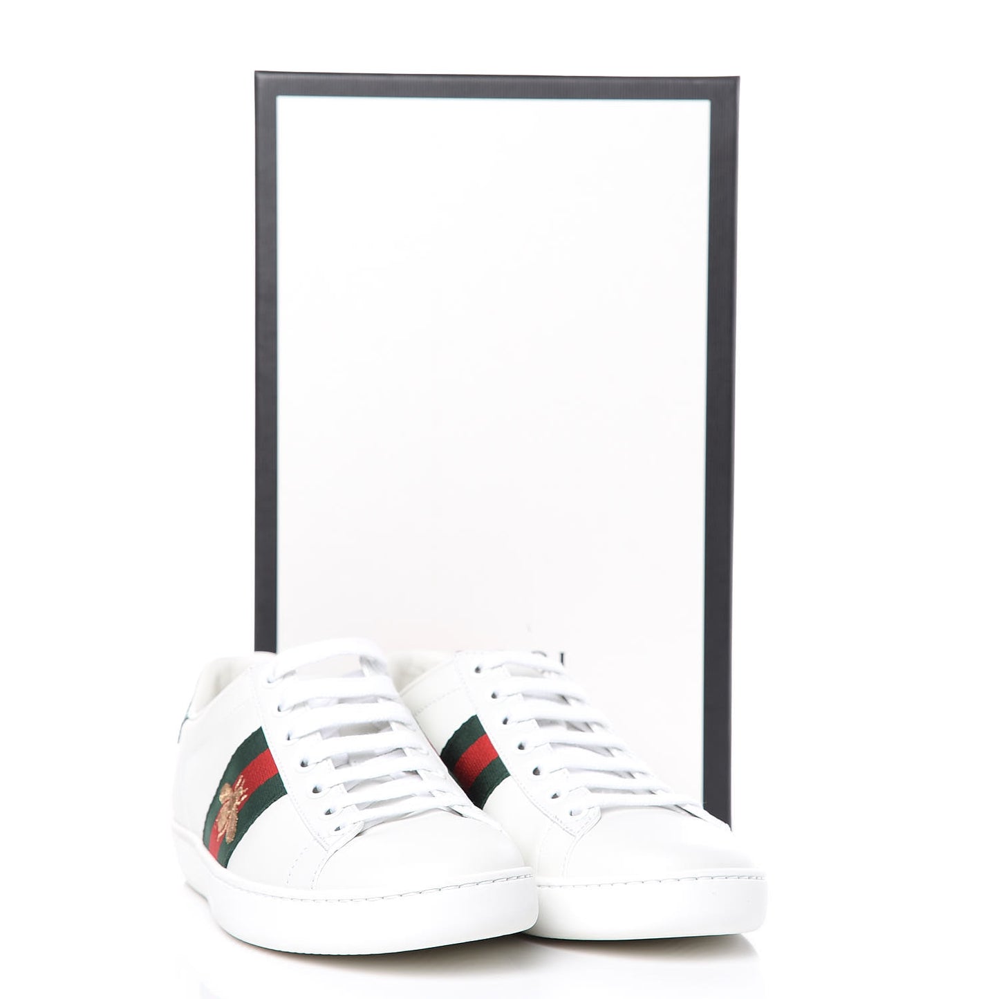 Calfskin Ayers Bee Embroidered Womens Ace Sneakers 35.5 White Green