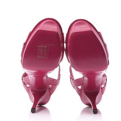 Saint Laurent Calfskin Crocodile Embossed Tribute 75 Platform Sandals 36 Bubblegum 5 of 8