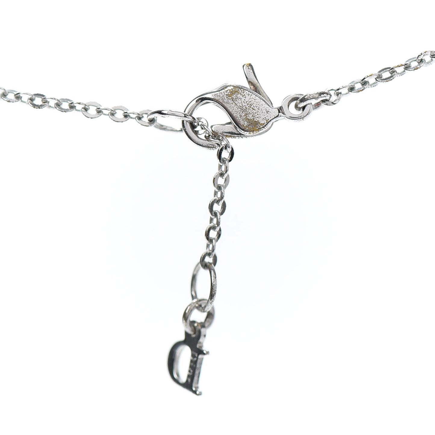 Crystal Logo Charm Necklace Silver