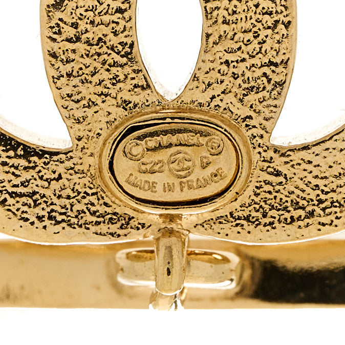 Chanel Metal Crystal CC Boy Drop Earrings Gold 4 of 5