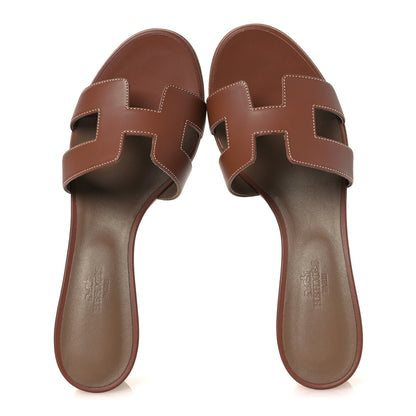 Hermes Calfskin Oasis Sandals 36.5 Gold 2 of 11