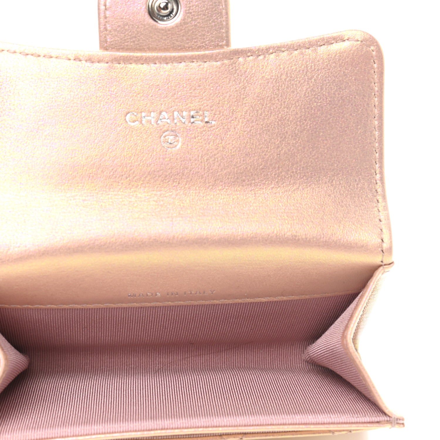 Chanel Iridescent Calfskin Quilted Flap Card Holder Wallet Pink 5 of 9