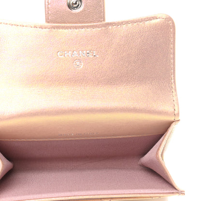 Chanel Iridescent Calfskin Quilted Flap Card Holder Wallet Pink 5 of 9