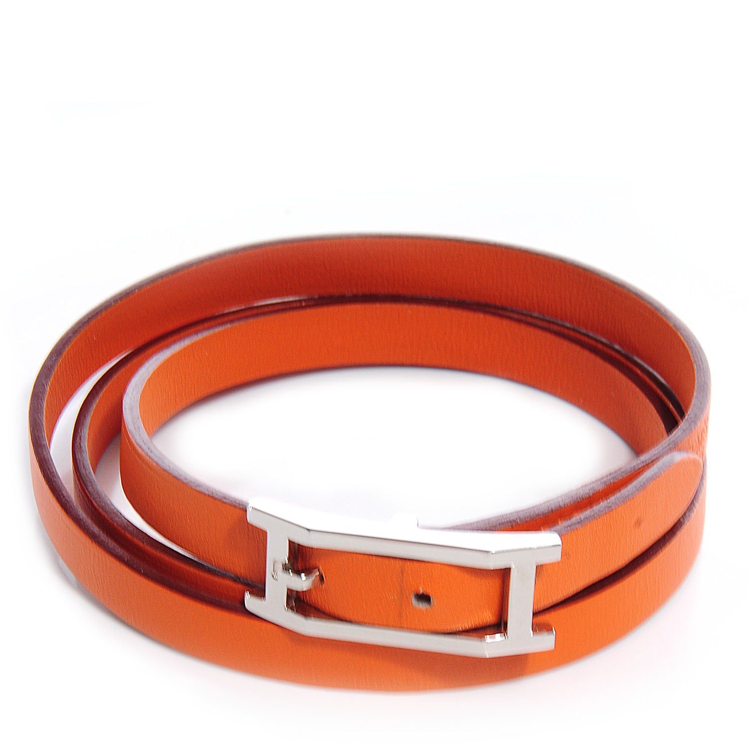 Hermes Chamonix Hapi 3 MM Triple Tour Wrap Bracelet Size Small Orange 1 of 6