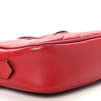Gucci Calfskin Matelasse Mini GG Marmont Chain Shoulder Bag Hibiscus Red 9 of 11