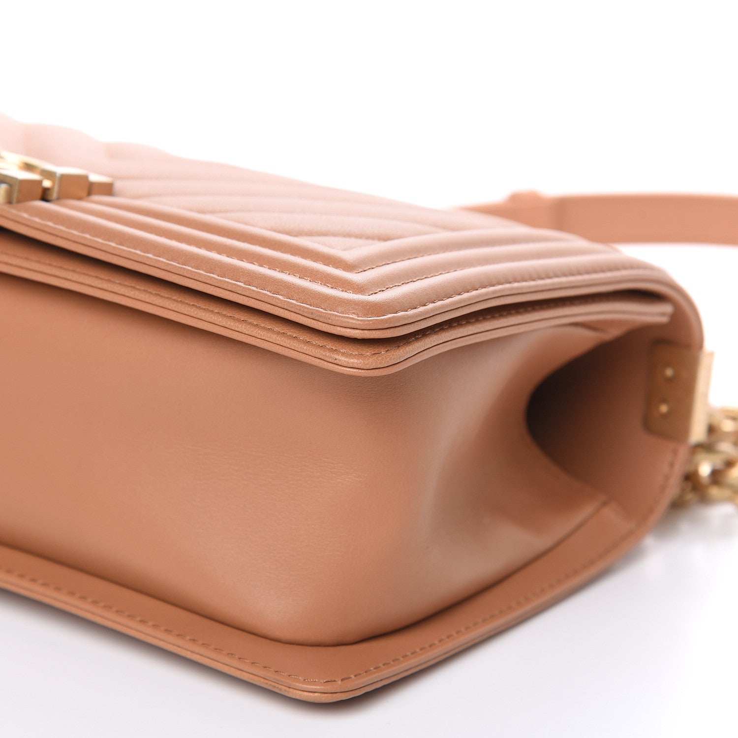 Chanel Calfskin Chevron Quilted Medium Boy Flap Camel 9 of 9