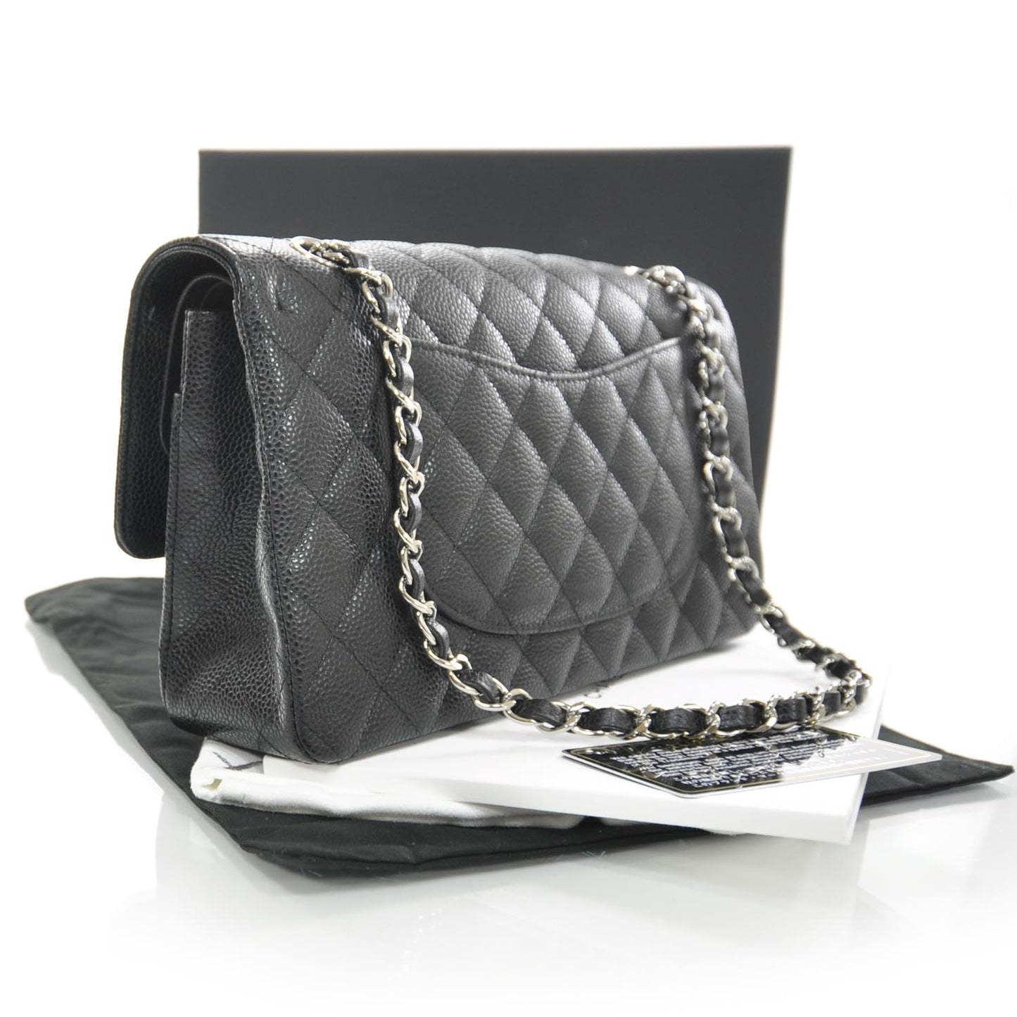 Caviar Quilted Medium Double Flap Black