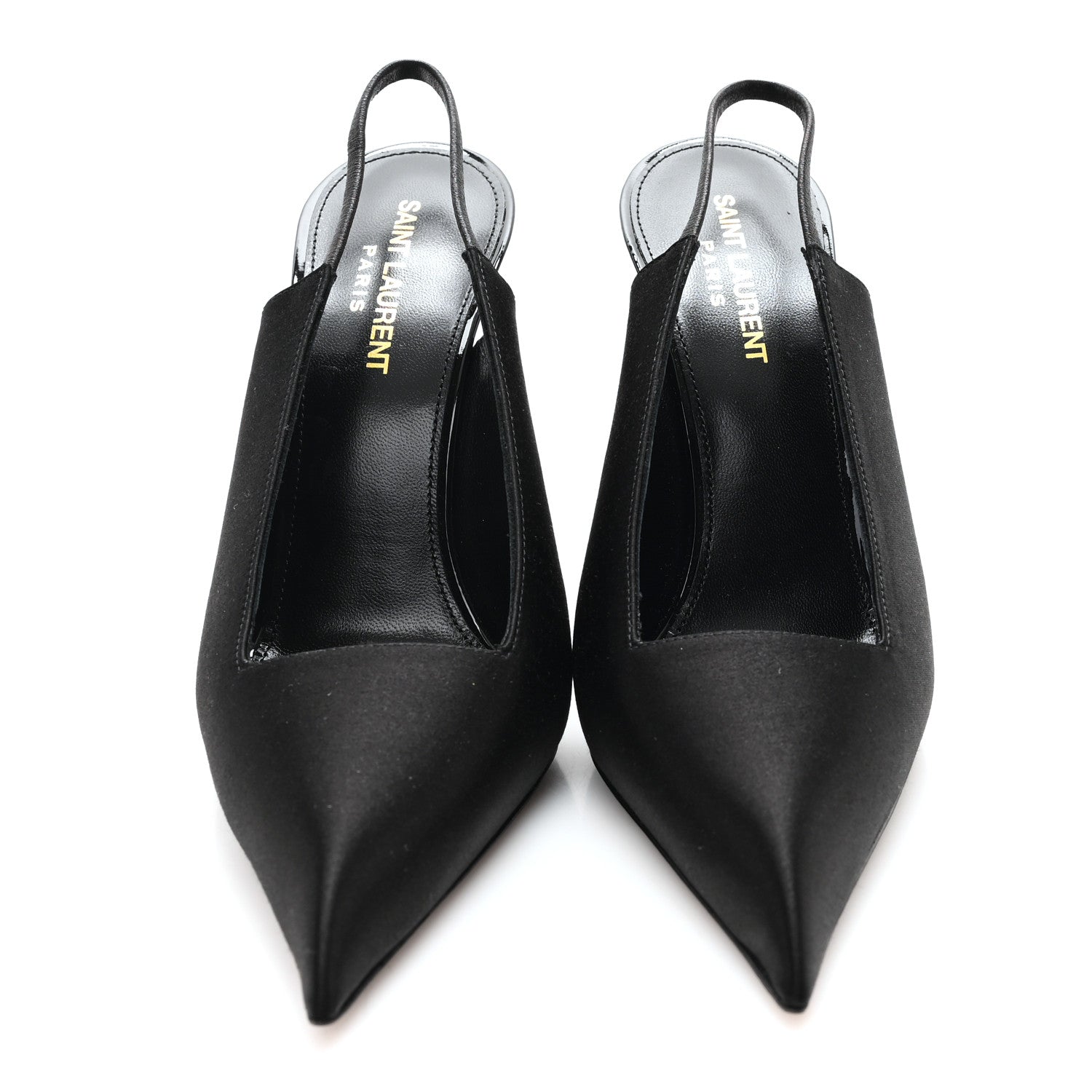 Saint Laurent Raso Regale Raven 110 Slingback Pumps 38.5 Black 3 of 10