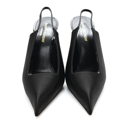 Saint Laurent Raso Regale Raven 110 Slingback Pumps 38.5 Black 3 of 10