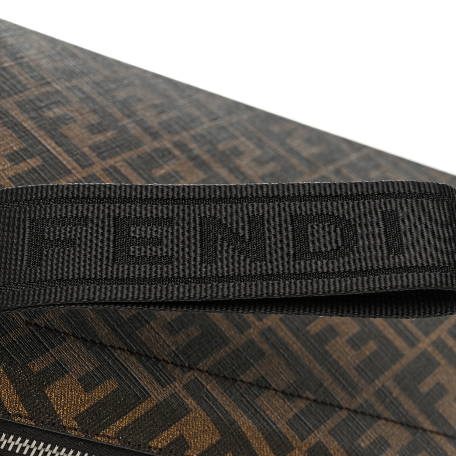 Fendi Shiny Glazed Fabric Vitello Cover FF 1974 Logo Clutch Tobacco Moro Giallo Ebano 8 of 11