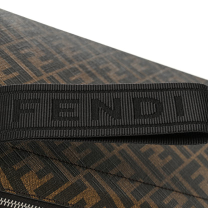 Fendi Shiny Glazed Fabric Vitello Cover FF 1974 Logo Clutch Tobacco Moro Giallo Ebano 8 of 11