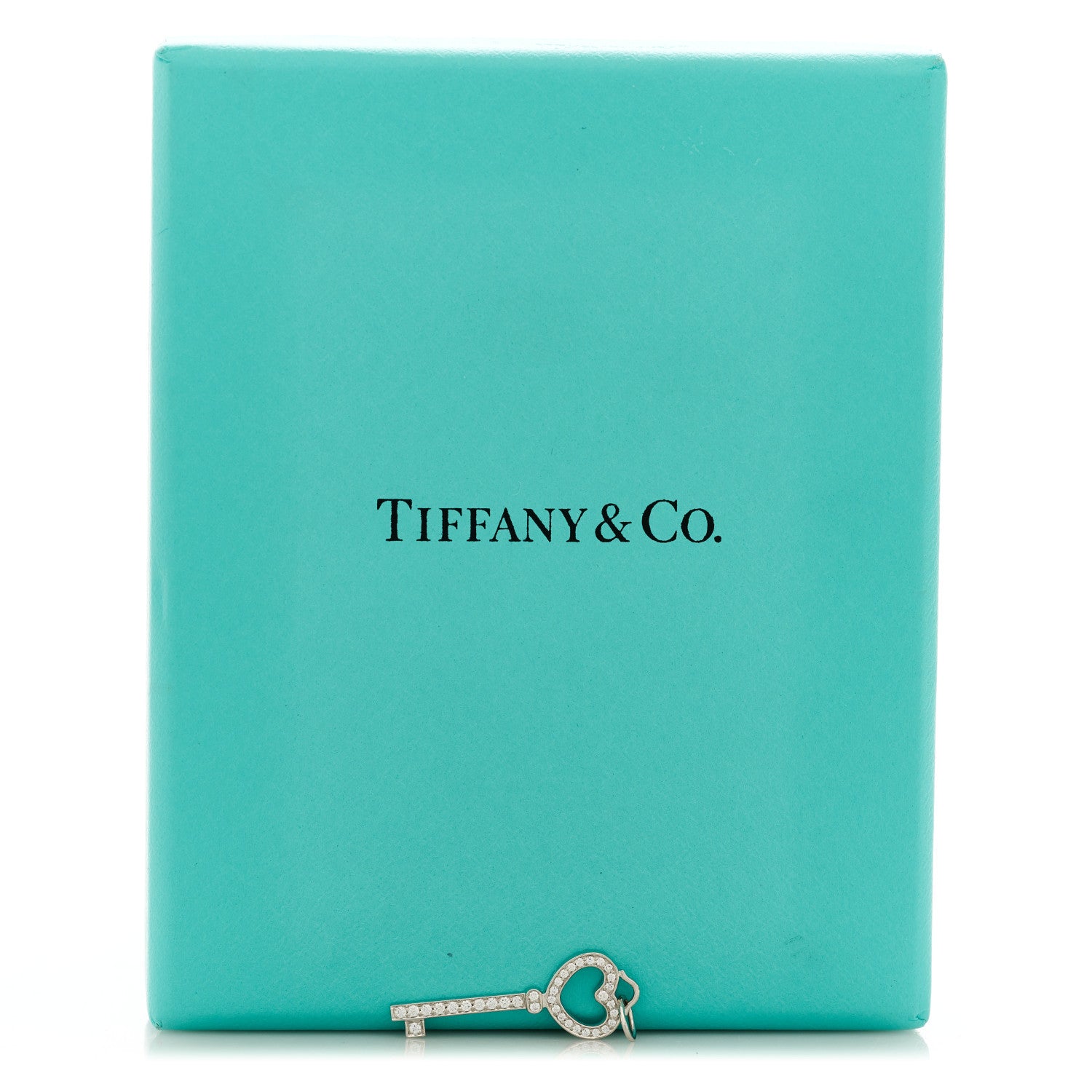 Tiffany Platinum 18K White Gold Diamond Mini Heart Key Pendant 5 of 5