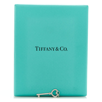Tiffany Platinum 18K White Gold Diamond Mini Heart Key Pendant 5 of 5