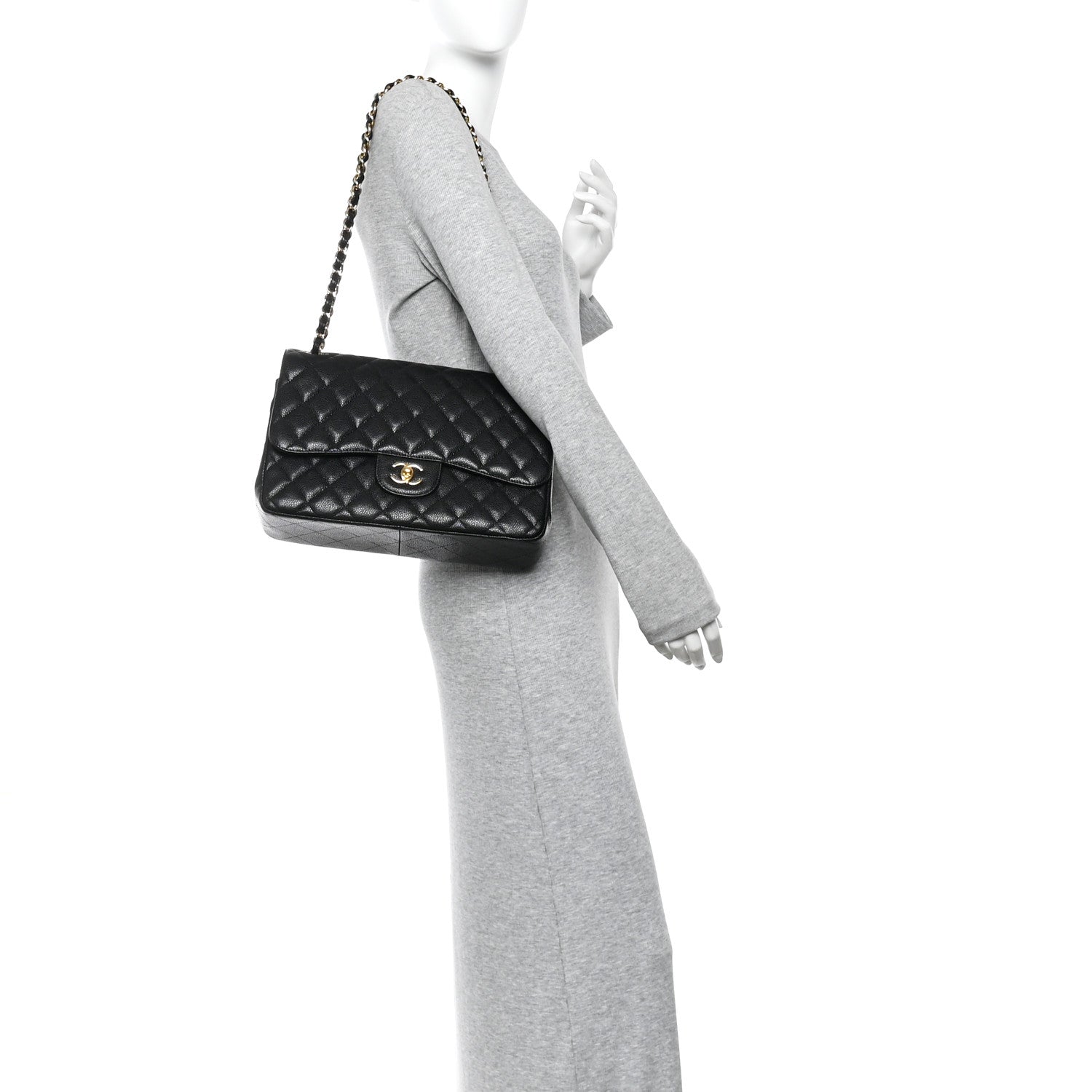 Chanel Caviar Quilted Jumbo Double Flap Black 2 of 11