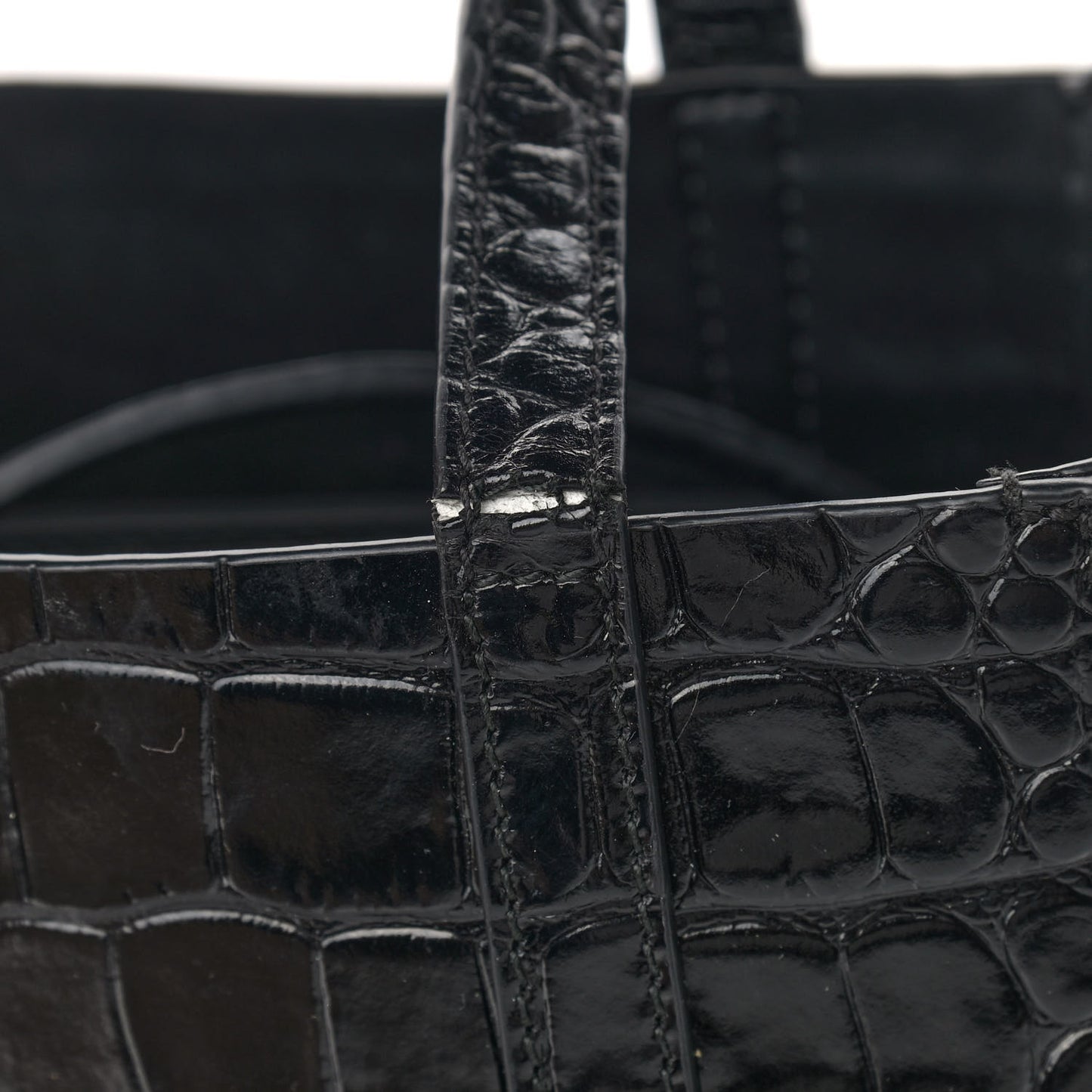Crocodile Embossed Calfskin Small Everyday Tote Black