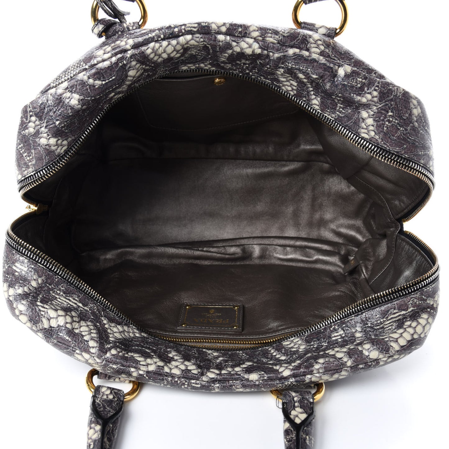 Cervo Lux Print Lace Bauletto Bag Talco