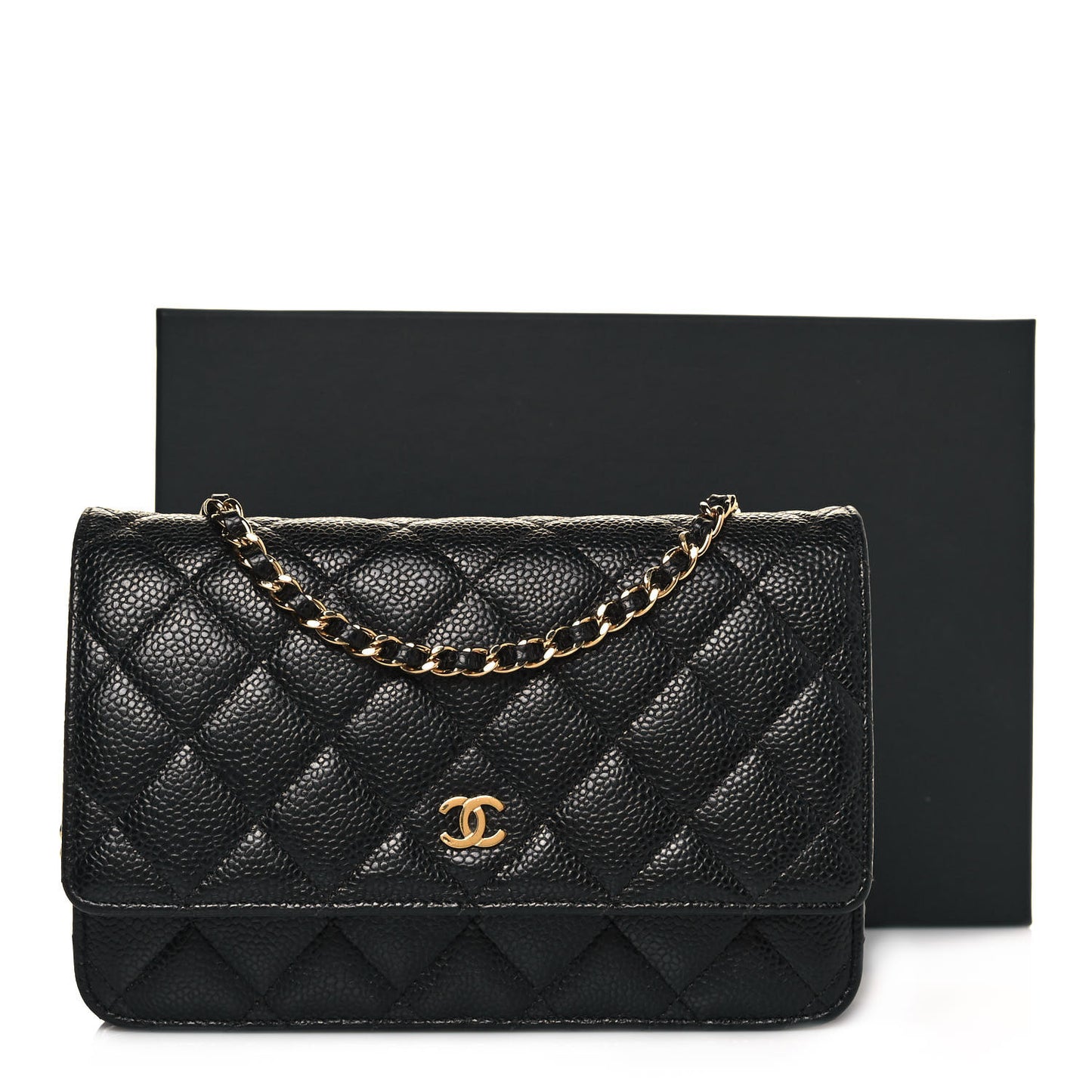 Caviar Quilted Wallet On Chain WOC Black