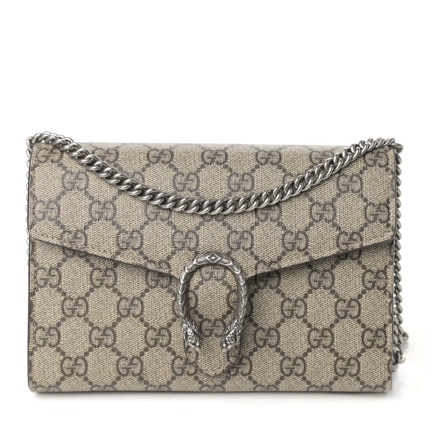 GG Supreme Monogram Mini Dionysus Chain Wallet Beige Taupe