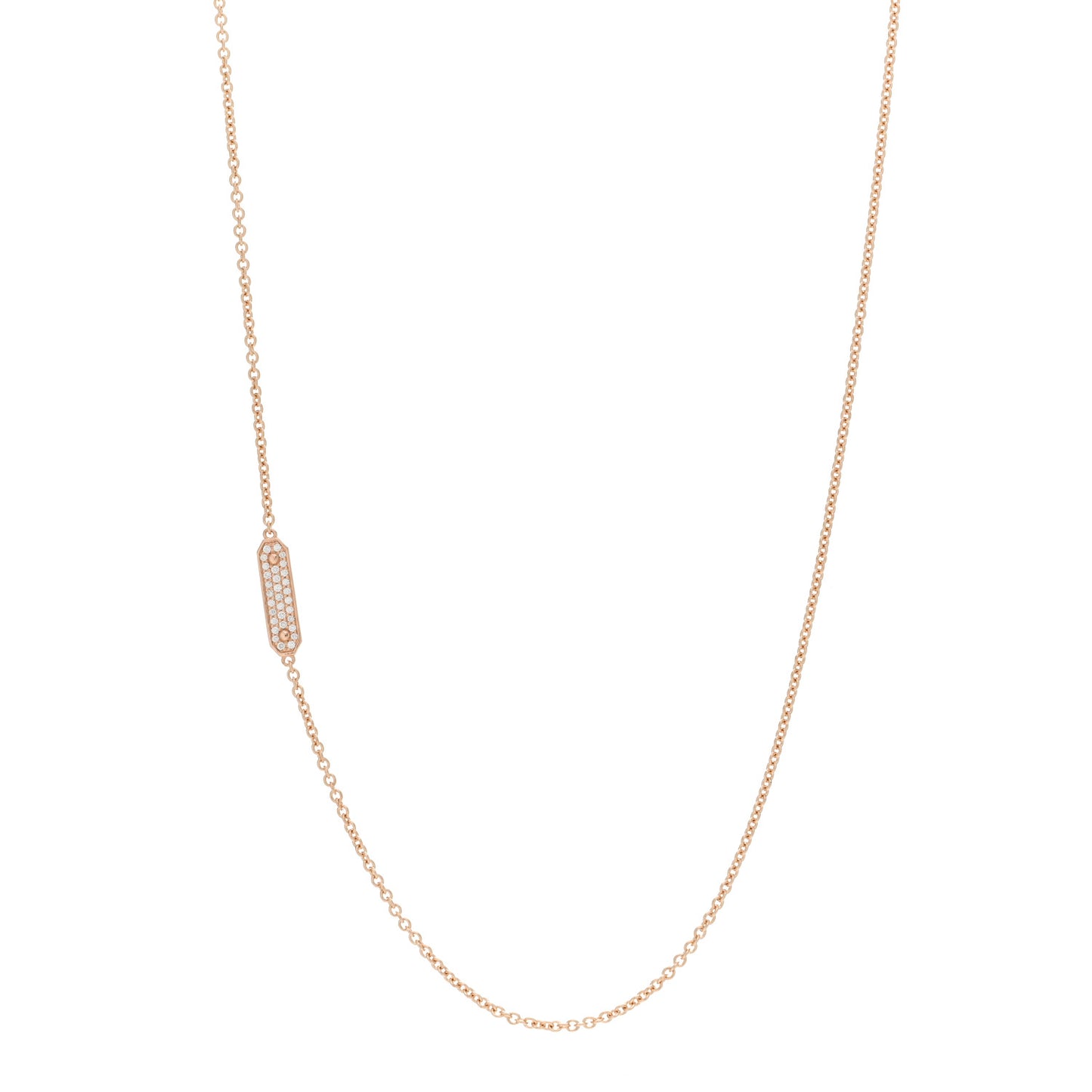18K Rose Gold Diamond Tag Chain Necklace