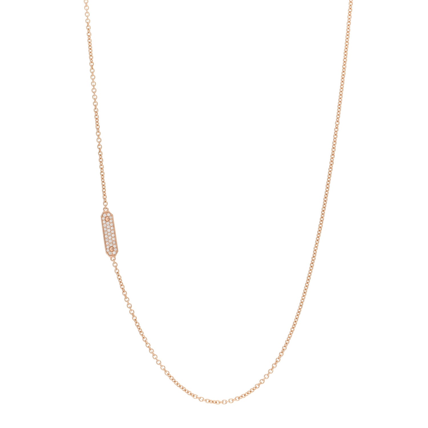 Tiffany 18K Rose Gold Diamond Tag Chain Necklace 1 of 4