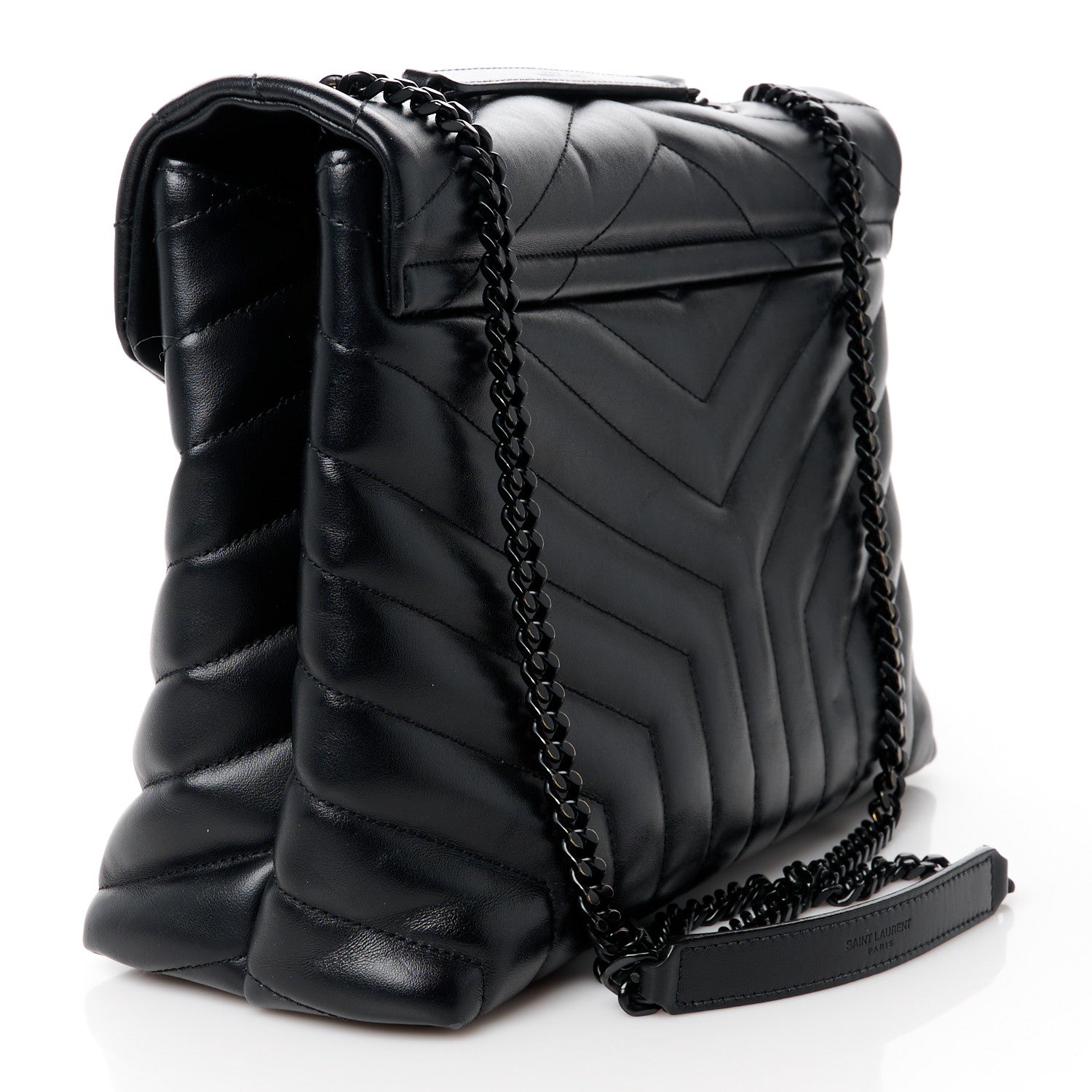 Saint Laurent Calfskin Y Quilted Monogram Monochrome Medium Loulou Chain Satchel Black 3 of 11