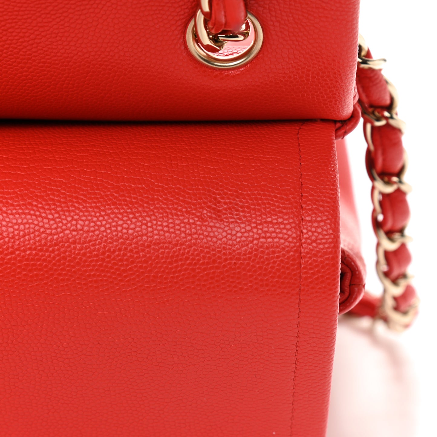 Caviar Quilted Jumbo Double Flap Red