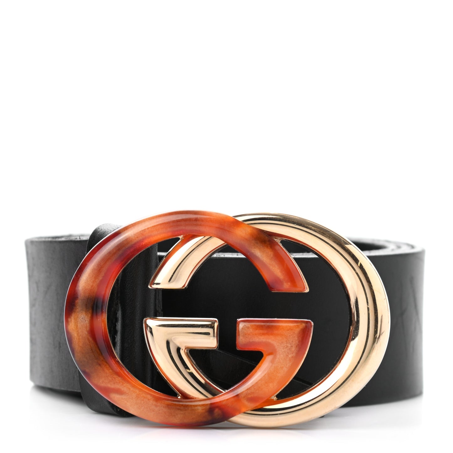 Calfskin Tortoise Gold Interlocking G Belt 85 34 Black