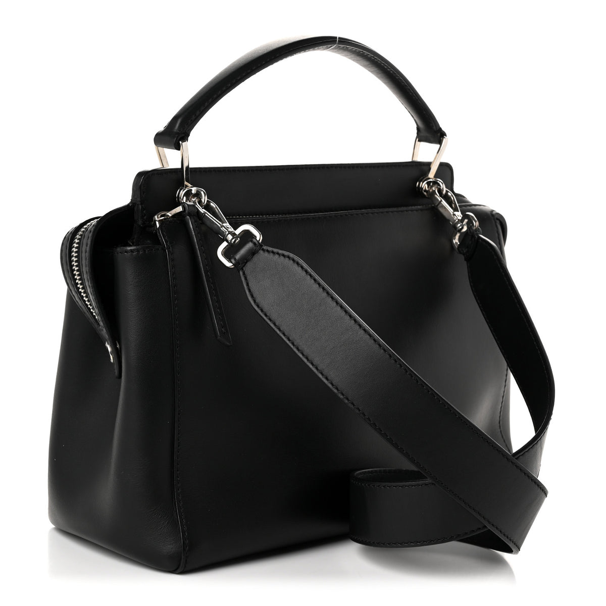 Fendi Vitello Baltico Dolce DotCom Satchel Black Blue Royal 3 of 9
