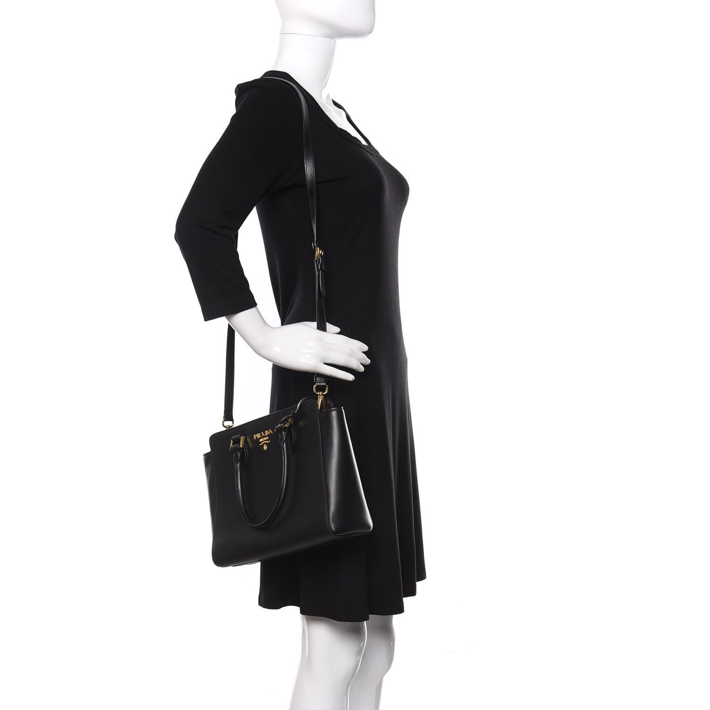 Saffiano Soft Calfskin Zippered Tote Black