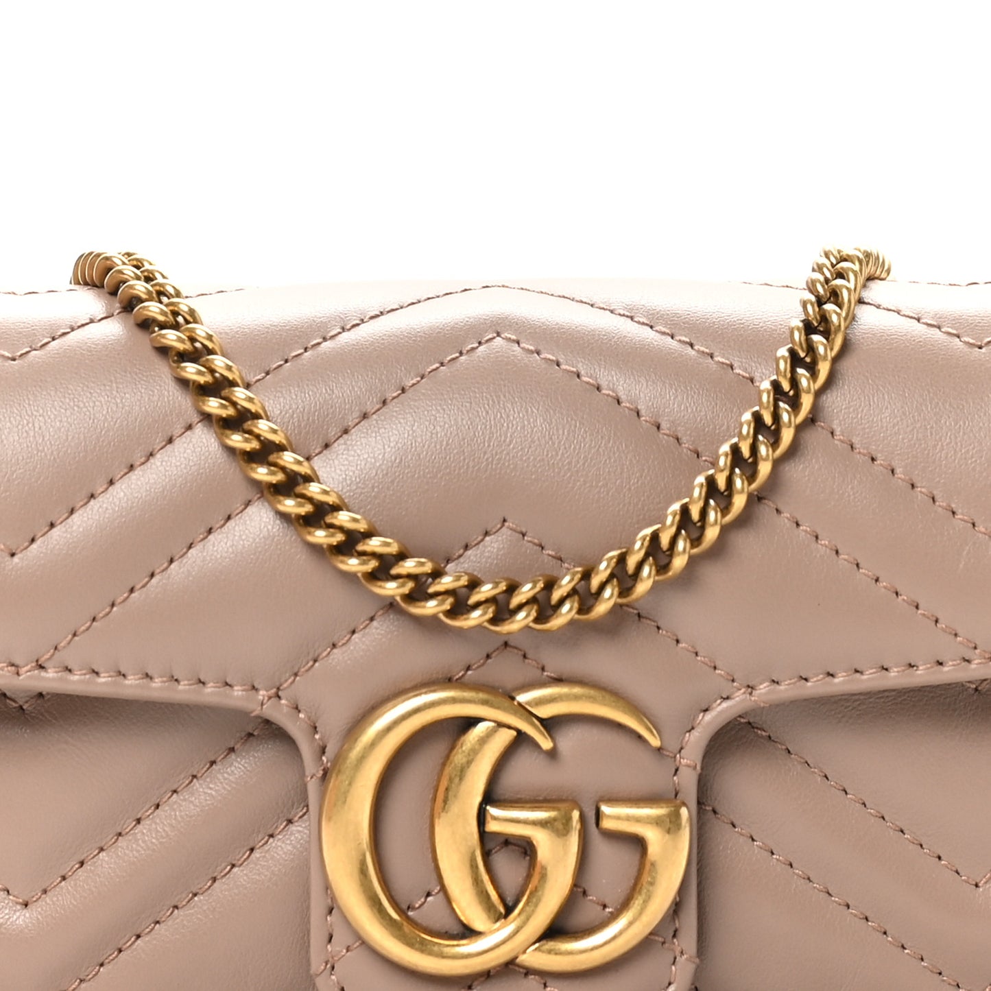 Calfskin Matelasse Super Mini GG Marmont Shoulder Bag Porcelain Rose