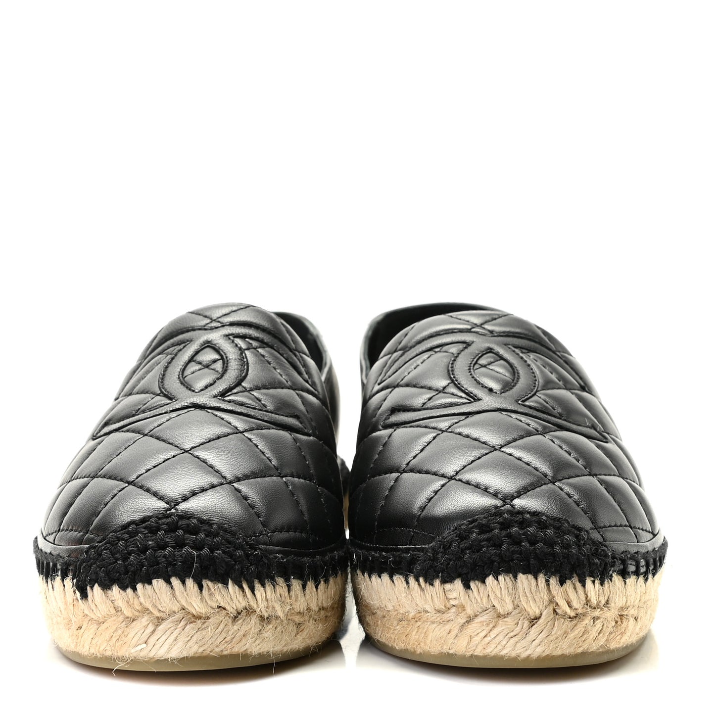 Lambskin Quilted CC Espadrilles 39 Black