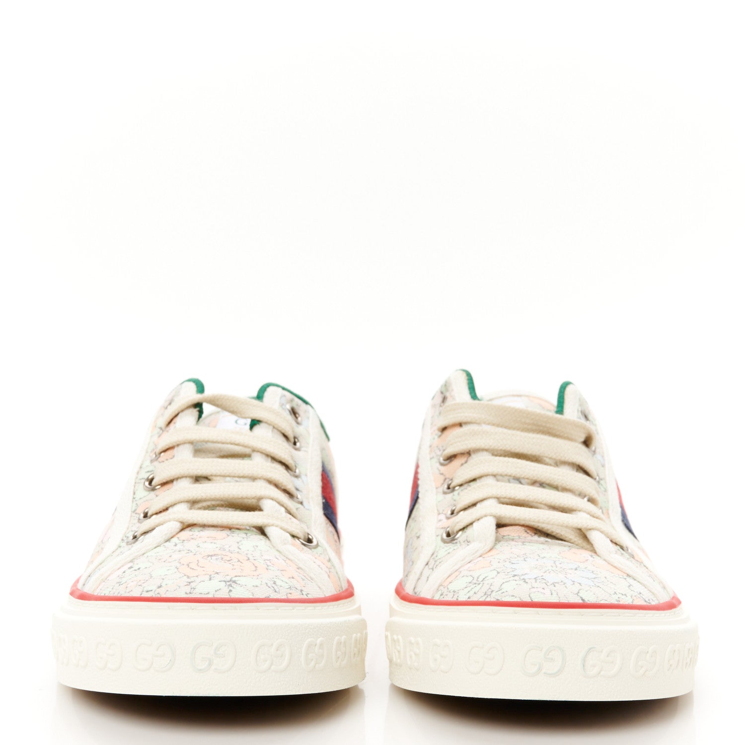 Gucci X LIBERTY OF LONDON Canvas Web Tracy Print Womens 1977 Tennis Sneakers 39 Mint Peach Mystic White 2 of 9