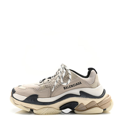 Balenciaga Fabric Mesh Womens Triple S Sneakers 36 Beige Black 1 of 9