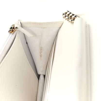 Chanel Caviar Quilted Boy Wallet On Chain WOC White 11 of 11
