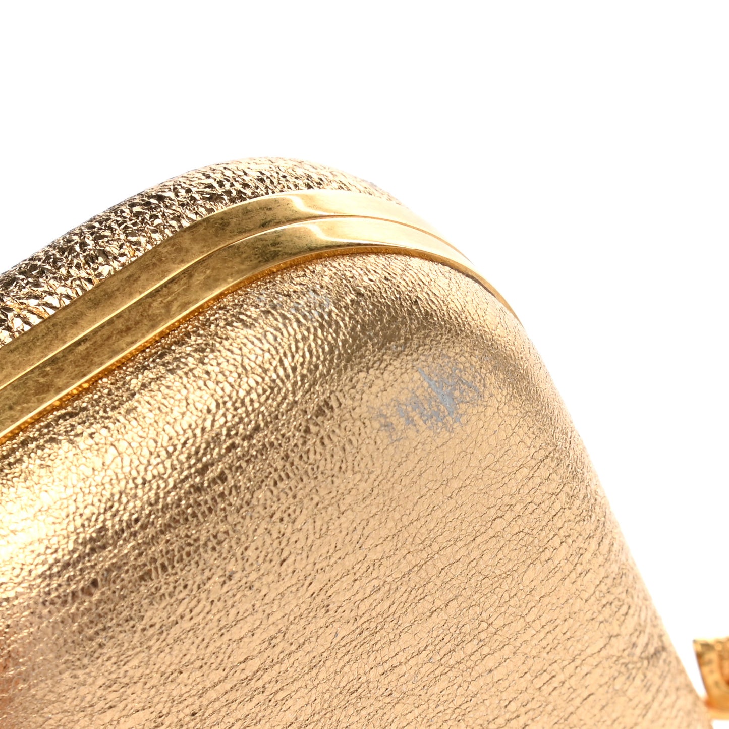 Nappa Metallic Twin Skull Box Clutch Gold