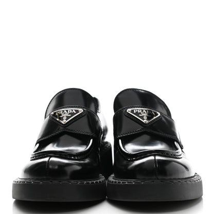Prada Spazzolato Metal Triangle Logo 50mm Loafers 35.5 Black 2 of 9