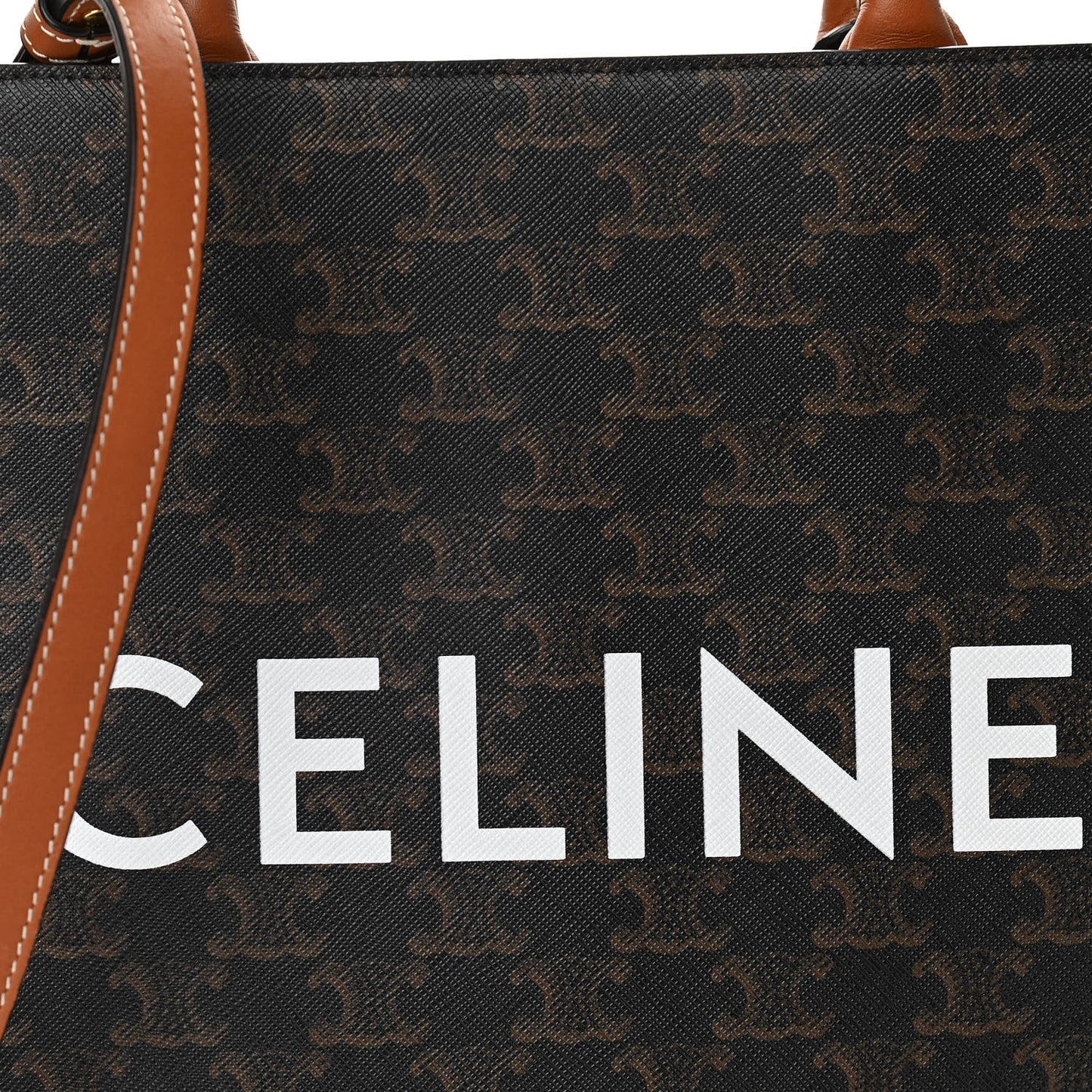 Triomphe Canvas Calfskin Small Vertical Cabas Tan