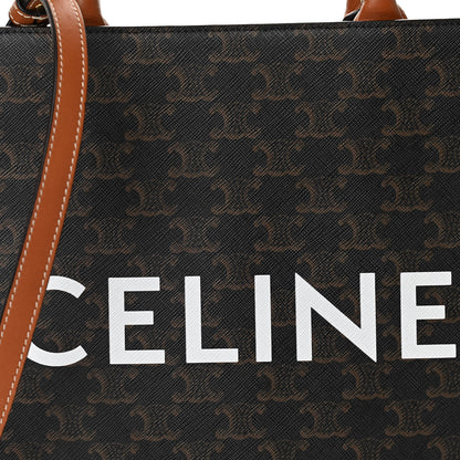 Celine Triomphe Canvas Calfskin Small Vertical Cabas Tan 7 of 10