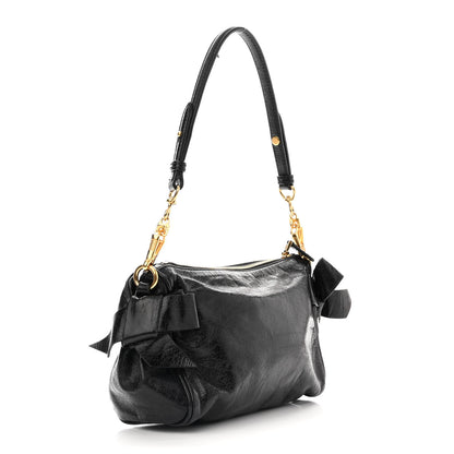 Miu Miu Vitello Lux Bow Bag Black 3 of 10